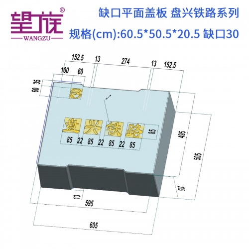 60.5*50.5*20.5cm缺口30 缺口平面蓋板 盤興鐵路